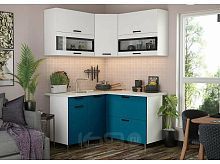 Кухонный гарнитур Техно белый снег софт, атлантик софт 2140x1400/1400x600