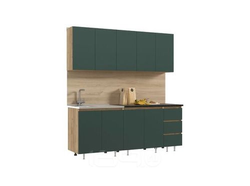Кухонный гарнитур Челси изумрудный 2200x2000x600 фото 2