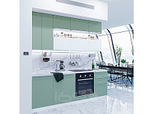 Модульный кухонный гарнитур Фьюжн-01 silky mint, silky white 2340x2300x600