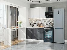 Модульный кухонный гарнитур Сканди-05 graphite softwood, white softwood 2140x1200x600