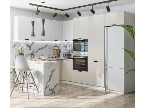 Модульный кухонный гарнитур Евро белый, агат 2140x2400/2690x600