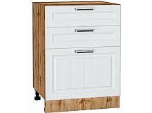 Шкаф нижний с 3-мя ящиками Прага Белое дерево Дуб Вотан 816*600*480