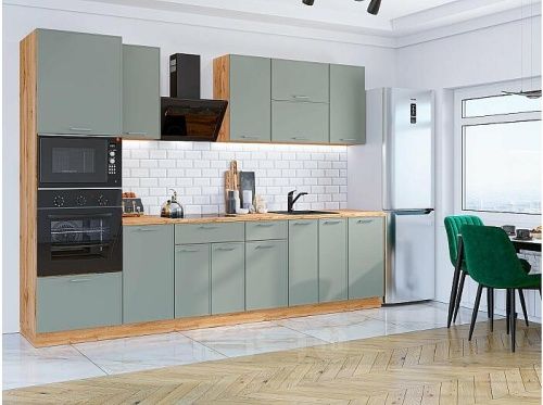 Модульный кухонный гарнитур Квадро-01 аквамарин 2140x3000x600