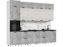 Кухонный гарнитур Рио бетон светлый, дуб крафт 2500x3000x600