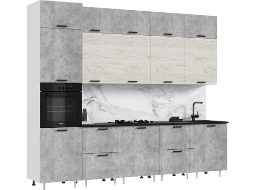 Кухонный гарнитур Рио бетон светлый, дуб крафт 2500x3000x600
