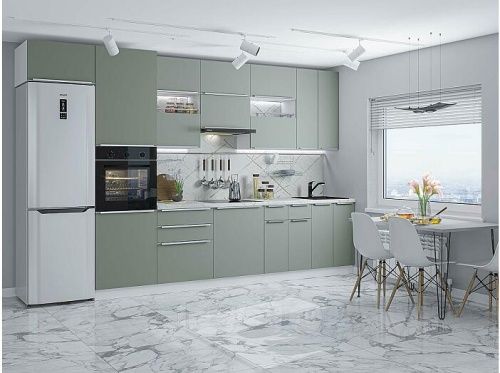 Модульный кухонный гарнитур Фьюжн-01 silky mint 2340x3600x600