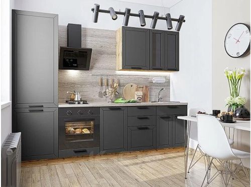 Модульный кухонный гарнитур Глетчер-04 маренго силк 2140x2700x600