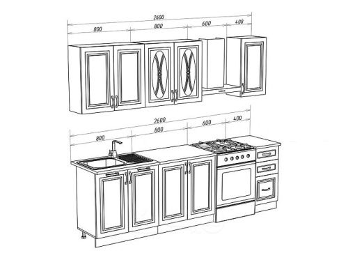 Кухонный гарнитур Констанция сандал 2350x2000x600 фото 2