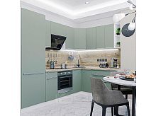 Модульный кухонный гарнитур Фьюжн-04 silky mint 2140x2500/1800x600