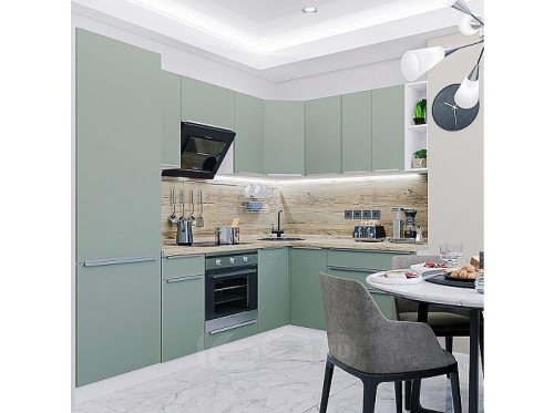 Модульный кухонный гарнитур Фьюжн-04 silky mint 2140x2500/1800x600