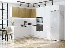 Модульный кухонный гарнитур Евро дуб песочный, белый 2140x2150/2800x600