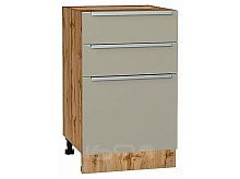 Шкаф нижний с 3-мя ящиками Фьюжн Silky Grey Дуб Вотан 816*500*480