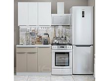 Модульный кухонный гарнитур Фьюжн-05 silky grey, silky white 2140x1000x600