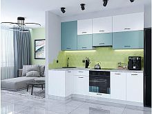 Модульный кухонный гарнитур Флэт-04 grey-green in 2s, white in 2s 2340x1000/2500x600