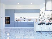 Модульный кухонный гарнитур Фьюжн-02 silky blue, silky white 2140x4400x600