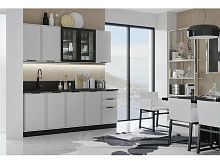 Кухонный гарнитур Николь холст белый 2140x2000x600