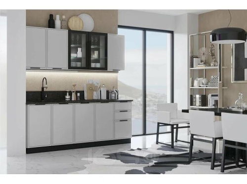 Кухонный гарнитур Николь холст белый 2140x2000x600