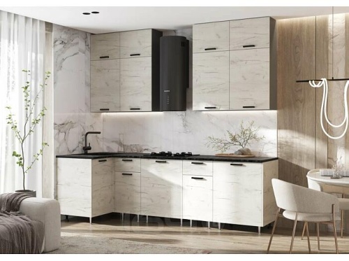 Кухонный гарнитур Рио дуб крафт белый 2100x1000/2600x600