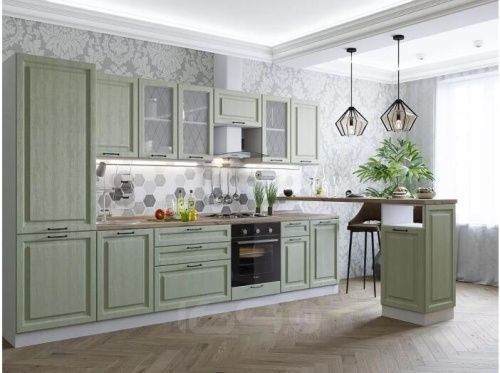 Модульный кухонный гарнитур Ницца-02 Зеленый | 330 см