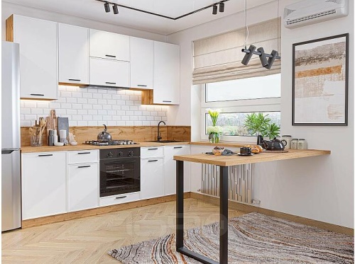 Модульный кухонный гарнитур Фрейм-05 white silk 2340x2400x600