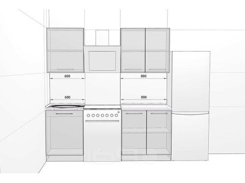 Модульный кухонный гарнитур Логика-01 дуб галифакс, белый глянец 2040x1400x600 фото 9