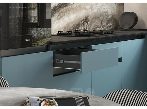 Кухонный гарнитур Техно-6 браш блю 2580x3000/1800x600 фото 3