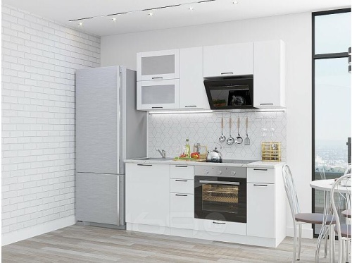 Модульный кухонный гарнитур Флэт white in 2s 2140x1800x478 фото 2