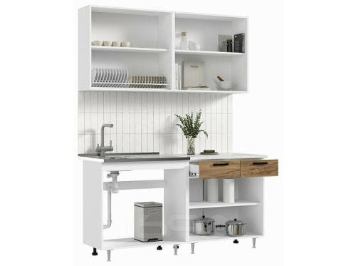 Кухонный гарнитур Рио бетон светлый, бетон темный 2140x1600x600 фото 3