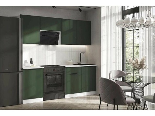 Кухонный гарнитур Николь холст темно-зеленый 2150x2100x600