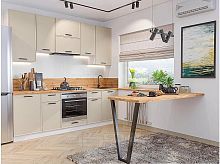 Модульный кухонный гарнитур Фрейм-05 cream silk 2340x2400x600