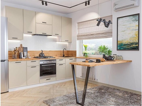 Модульный кухонный гарнитур Фрейм-05 cream silk 2340x2400x600