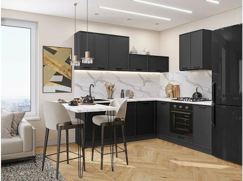 Модульный кухонный гарнитур Фрейм-03 stormy silk 2140x2200x600