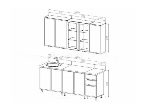 Кухонный гарнитур Николь браш блю 2140x2000x600 фото 2