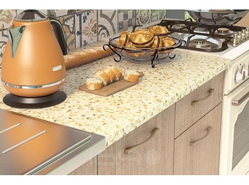 Кухонный гарнитур Бланка крослайн карамель, крослайн латте 2155x2000x600 фото 3