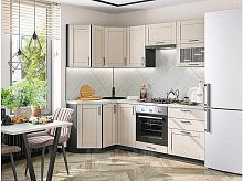 Модульный кухонный гарнитур Лофт-03 cream silk 2140x2200x600