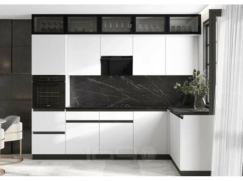 Кухонный гарнитур Техно-6 брайш вайт 2580x3000/1800x600 фото 2