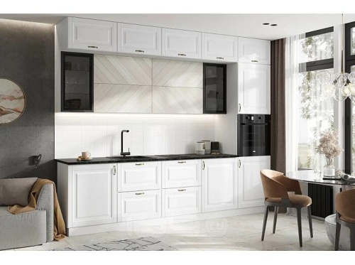 Кухонный гарнитур Престиж браш вайт, прайм жемчуг 2500x3000x600