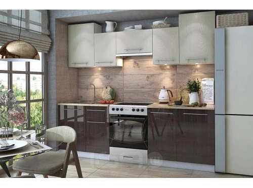 Кухонный гарнитур Бланка венге фисташка матовый, венге глянец 2155x2385x600