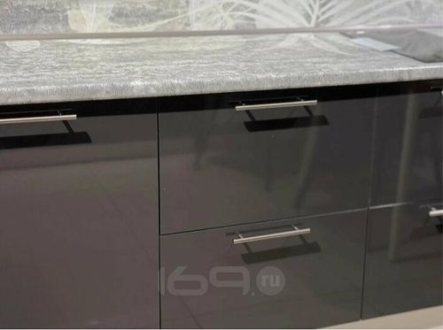 Модульный кухонный гарнитур Логика графит глянец 2134x1800x600 фото 5