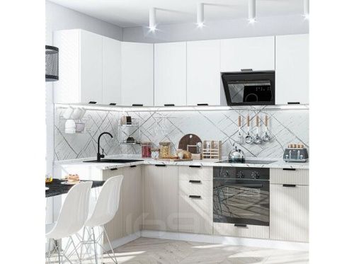 Модульный кухонный гарнитур Евро белый 2140x1400/2290x600