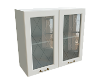 Шкаф В800 с 2-мя дверцами со стеклом Ницца БЕЛ/АНД/СИЛК Ф55