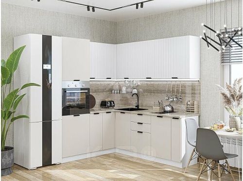 Модульный кухонный гарнитур Евро агат, белый 2140x1800/2150x600