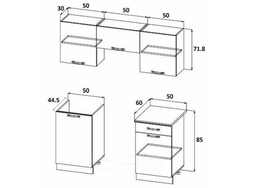Кухонный гарнитур Рио бетон светлый, бетон темный 2140x1500x600 фото 3