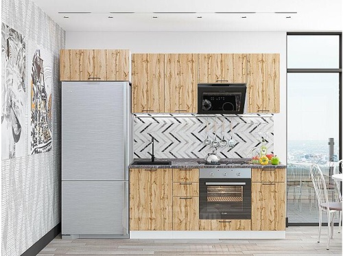 Модульный кухонный гарнитур Флэт-01 wotan oak 2s 2140x2600x600