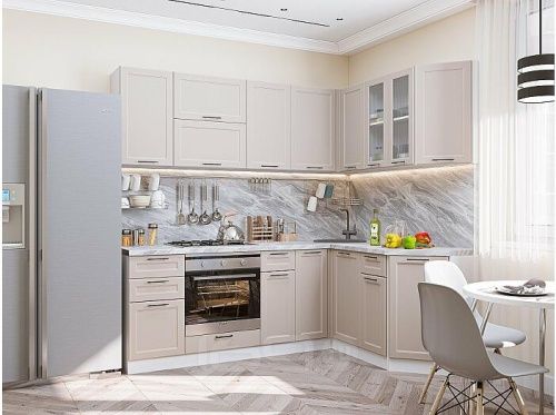 Модульный кухонный гарнитур Барселона-05 кашемир 2140x2200/1600x600 фото 6