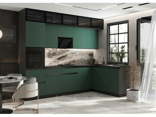 Кухонный гарнитур Техно-6 браш мени грин 2580x3000/1800x600