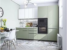 Модульный кухонный гарнитур Фьюжн-07 silky mint, silky white 2140x2700x600