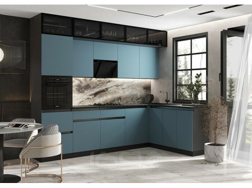 Кухонный гарнитур Техно-6 браш блю 2580x3000/1800x600
