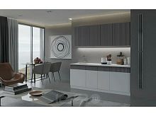 Кухонный гарнитур Оливия белый снег софт, графит софт new 2000x2000x600