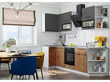 Кухонный гарнитур Техно графит софт new, экзотическое дерево амазония 2170x2700x600